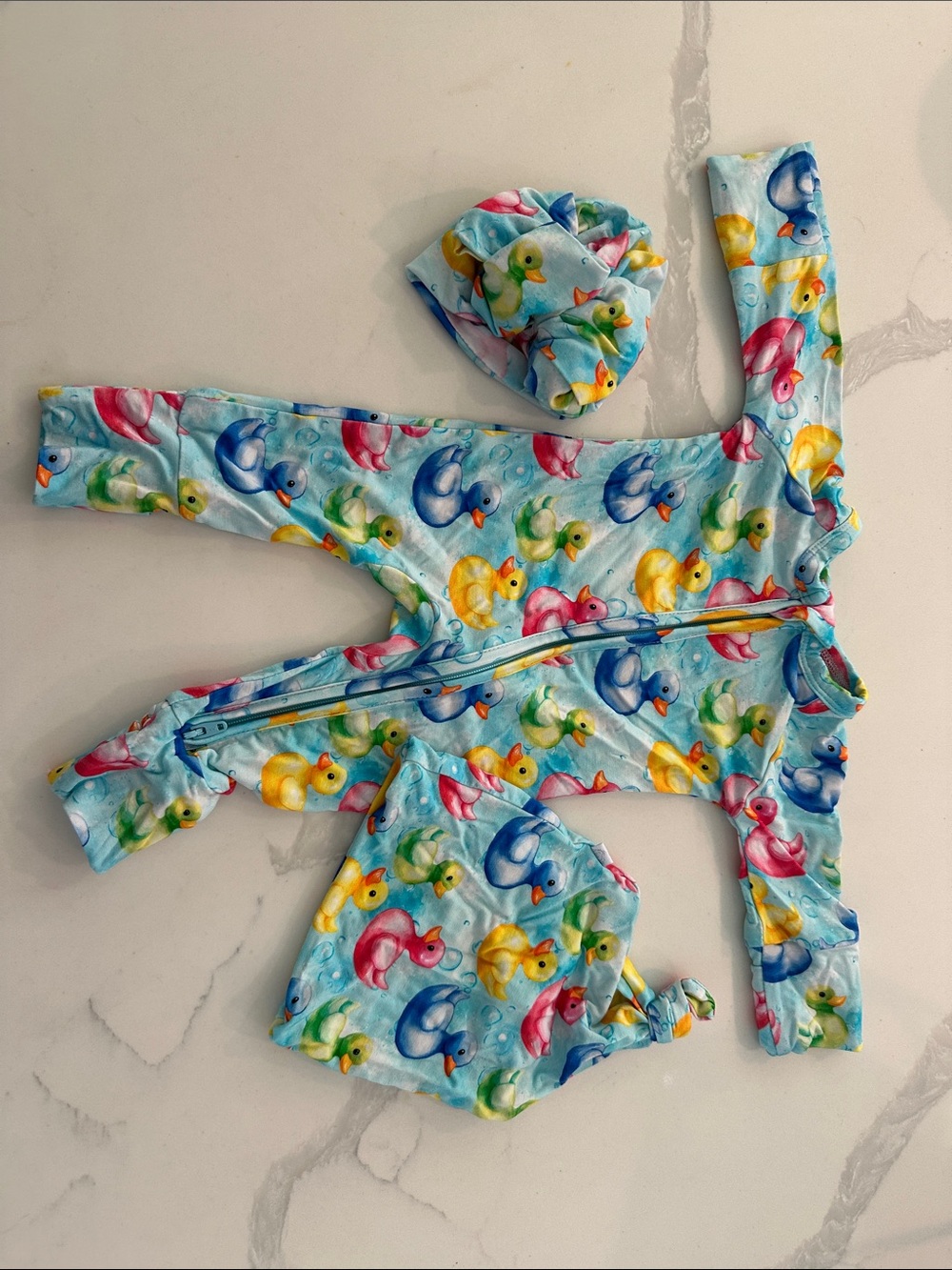 Bamboo Baby Footed Pajamas with Colorful Rubber Duck Print